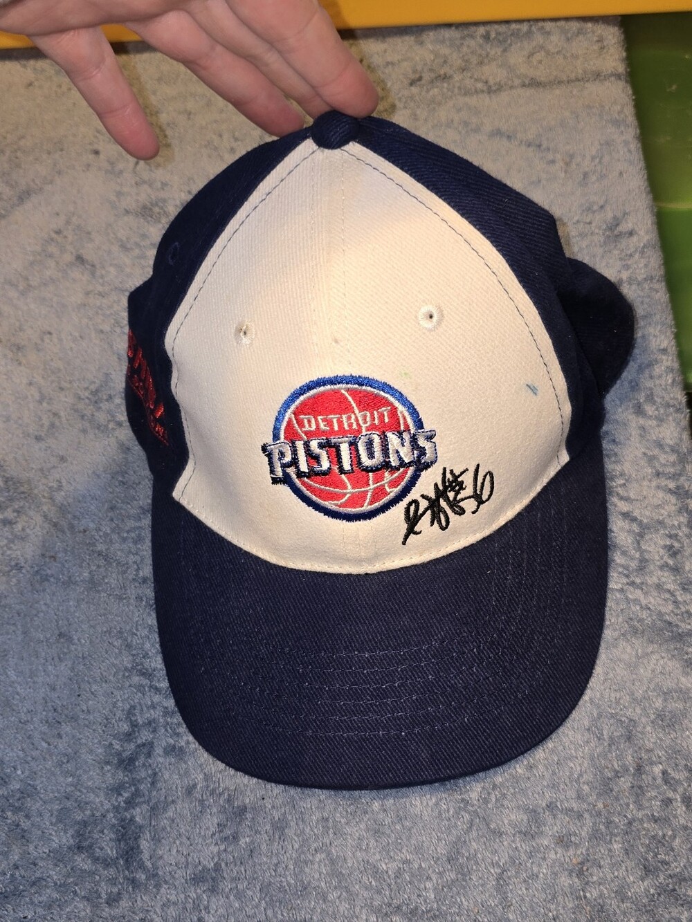 Detroit Pistons Navy and White Baseball Cap - Wallace Signature Embrodered